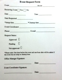February 21, 2014: Attention: New Event Request Form